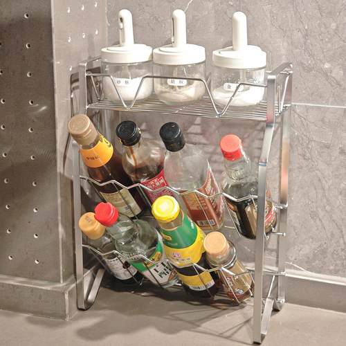 不锈钢架子厨房调味架桌面置物架免安装多层收纳架台面储物架