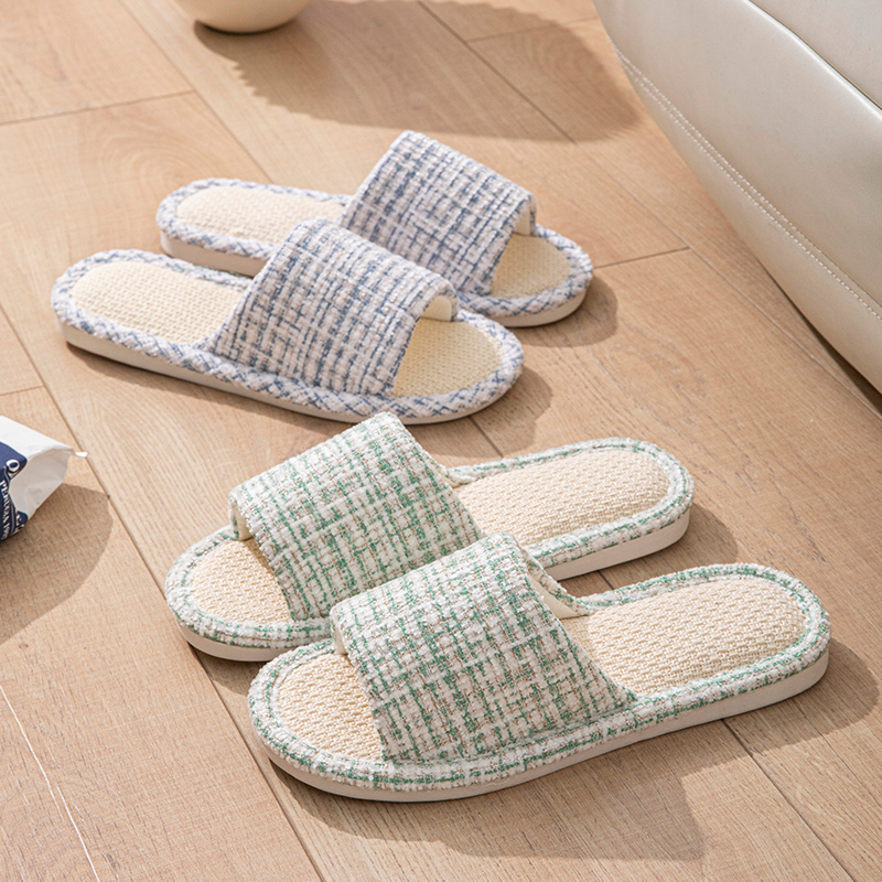 亚麻拖鞋女夏季室内防滑透气吸汗