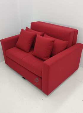 正红色布艺双人客厅公寓卧室小户型多功能可储物收纳两用沙发床