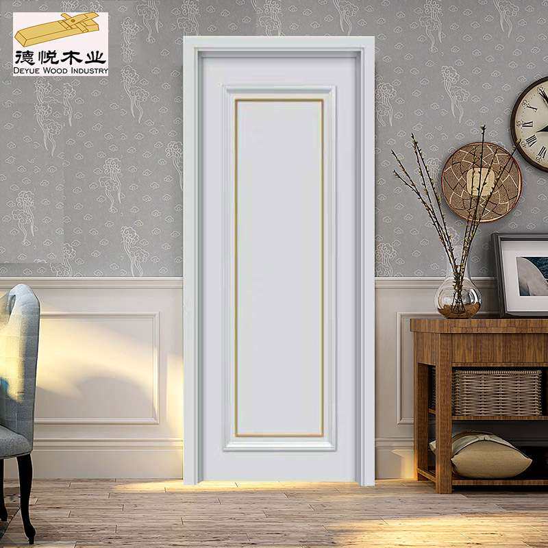 2020年南京厂家直销 美式简欧套装白色金线条室内家用实木门