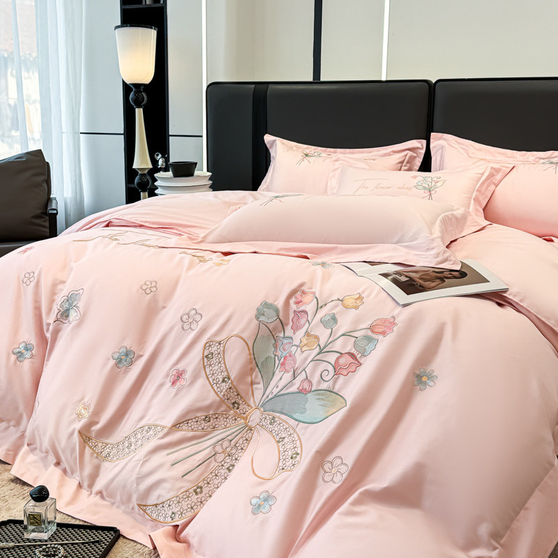 A类轻奢高级感全棉100长绒棉四件套纯棉刺绣被套床单床笠床上用品,床上用品,床品套件/四件套/多件套,淘宝优惠券,粉丝福利购,淘宝优惠卷