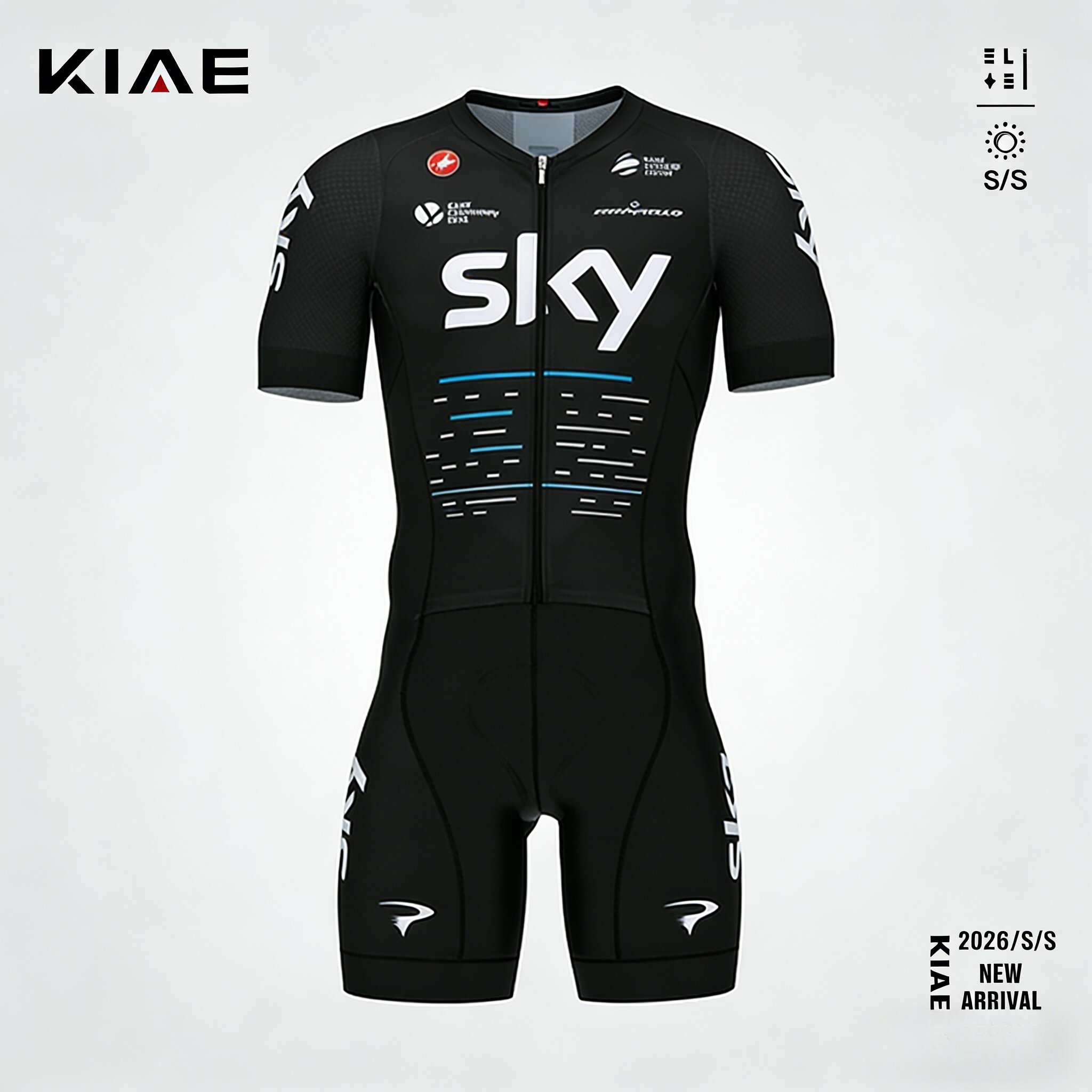 夏季短袖连体骑行服套装公路自行车骑行服男sky天空车队版竞赛款