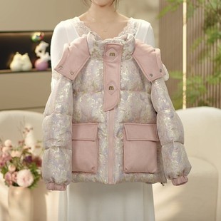 2025新款女童加绒羽绒棉服冬装中大童加厚保暖外套小女孩重工棉袄