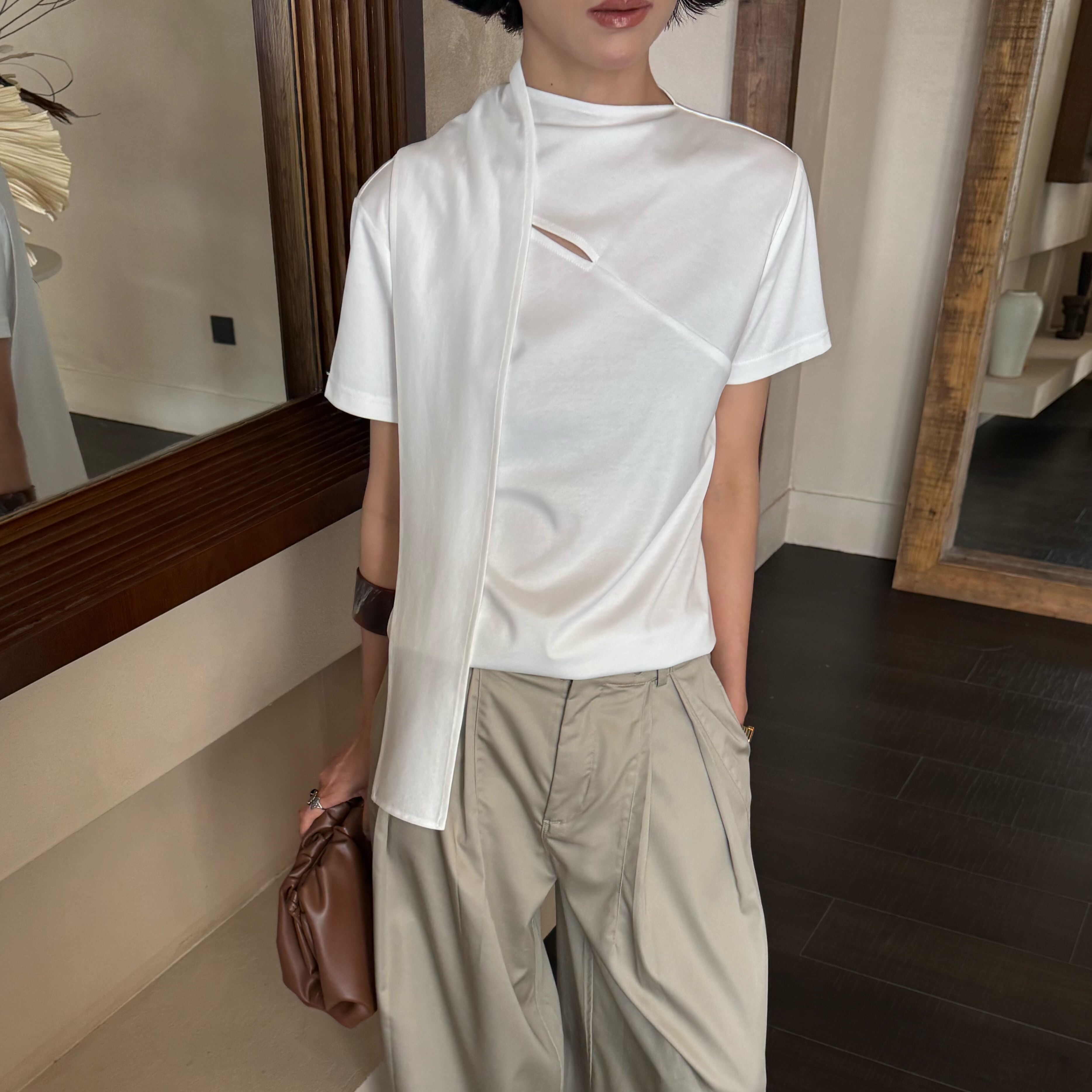 桑蚕丝亚麻棉短袖T恤夏