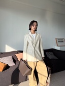 酷飒绝美亚麻天丝长袖 外套松弛舒适优雅气质通勤简约宽松春秋西装