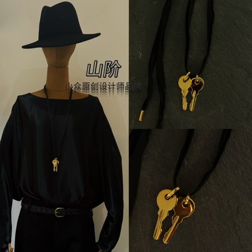 山阶【小金库】白金镀22k金钥匙造型项链小众饰品