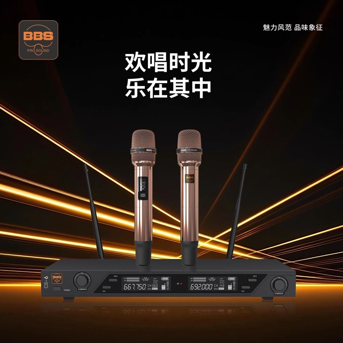 BBS CS-6光纤一拖二无线话筒专业高端演出麦克风KTV舞台卡拉OK