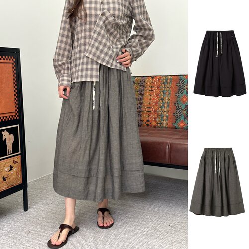 RAW STONE   官方授权26AW 亚麻拼接伞裙  RSAW26SK012