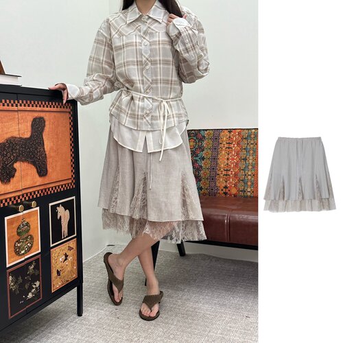 UHOOWU   官方授权   26SS   三角插片蕾丝半裙