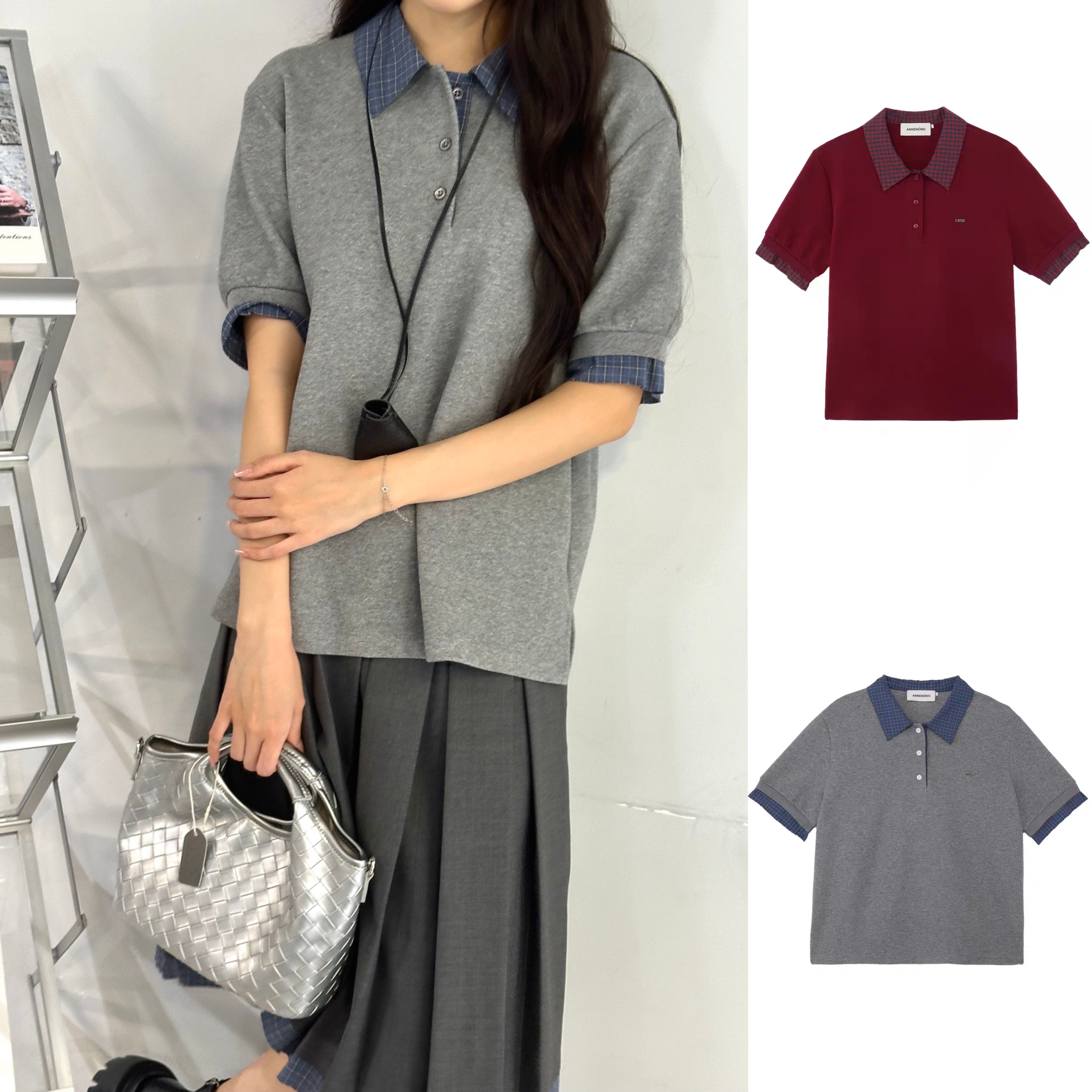 现货秒发 ANNENONO 官方授权 25AW格纹拼接领polo衫