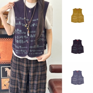 26早春胶囊 官方授权 嵌花图案箱型针织马甲 FAFAMOON 现货秒发