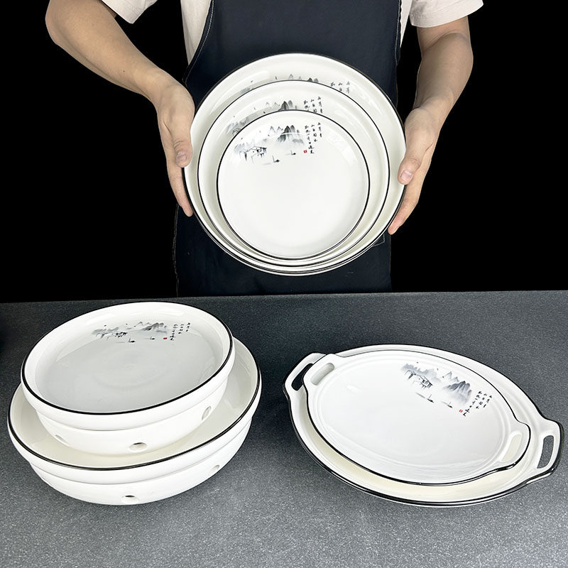 创意陶瓷菜盘饭店专用炒菜盘子酒店用品具蜡烛加热明炉冷菜盘鱼盘,餐饮具,盘,淘宝优惠券,粉丝福利购,淘宝优惠卷