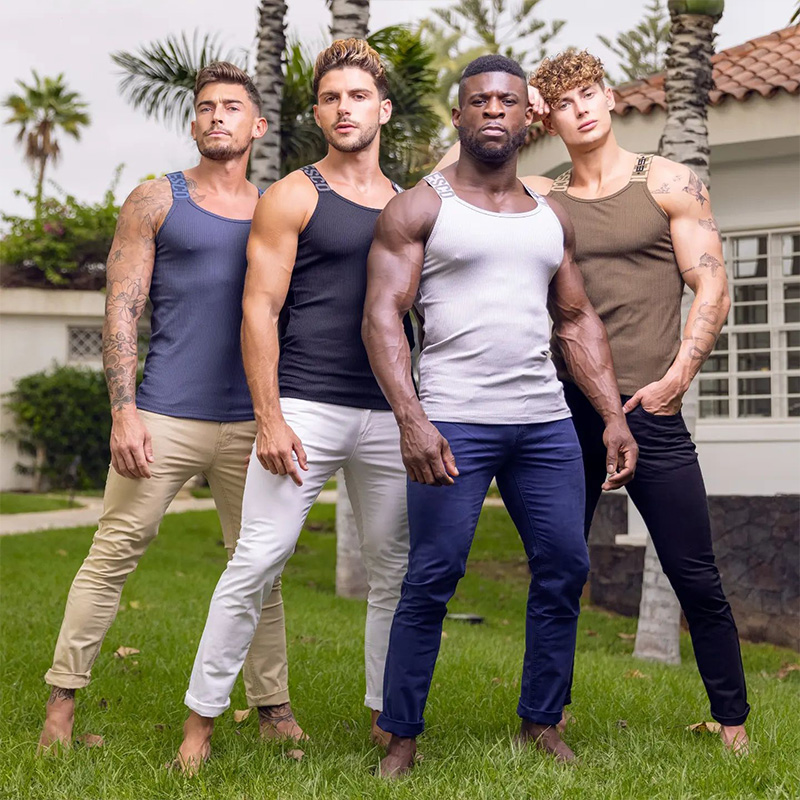 性感修身螺纹健身运动男士背心