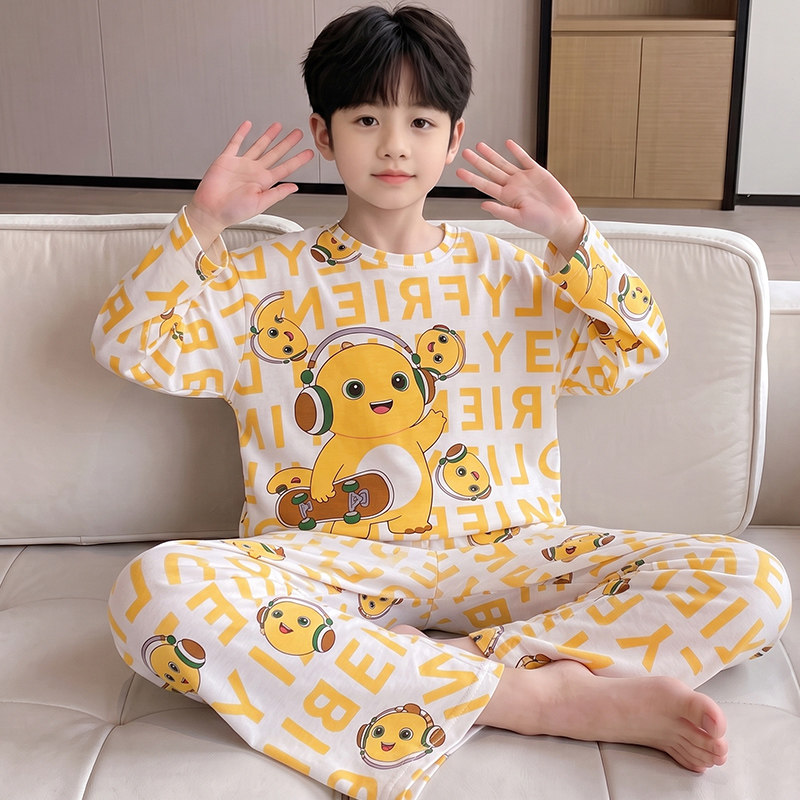 儿童睡衣男孩高端纯棉卡通奶龙