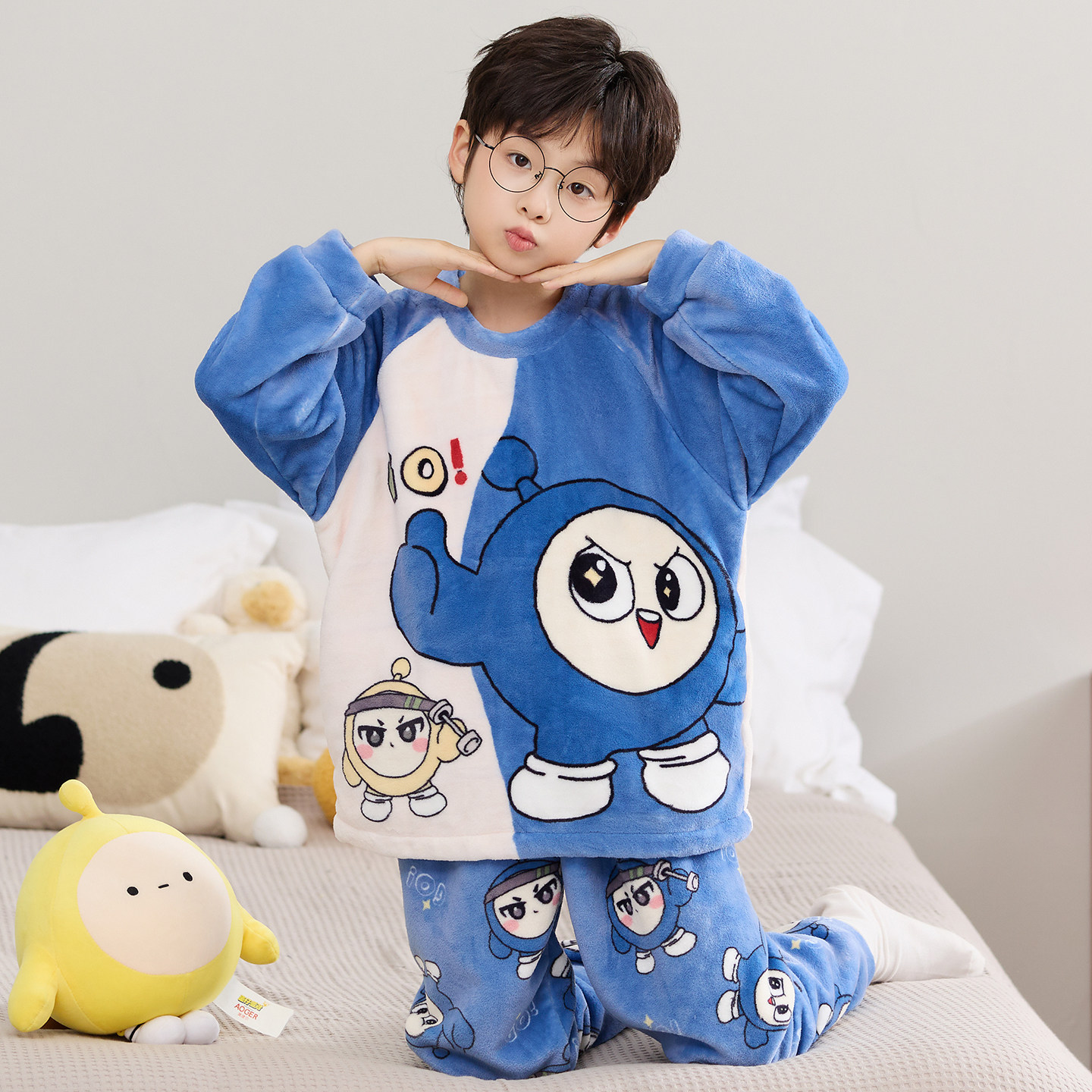男大童睡衣卡通蛋仔高端法兰绒冬天保暖小男孩宝宝珊瑚毛绒家居服,童装/婴儿装/亲子装,家居服套装,淘宝优惠券,粉丝福利购,淘宝优惠卷