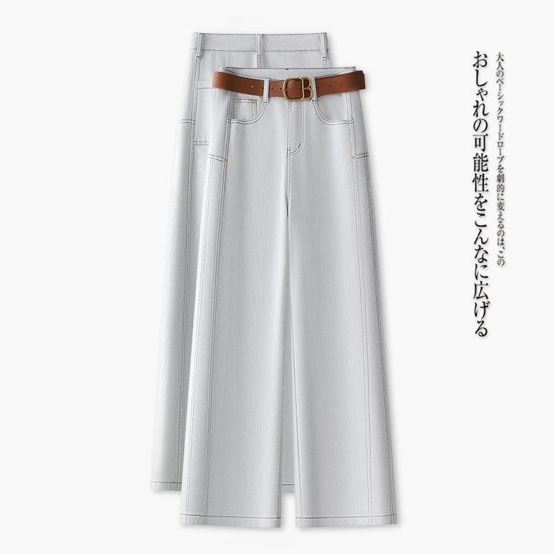 女士直筒牛仔裤女夏季爆款阔腿裤新款高腰显瘦月光白窄版浅色2025