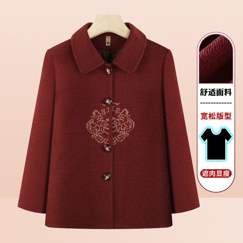 中老年女装秋装外套妈妈装春秋长袖上衣开衫老人衣服奶奶翻领外衣图片