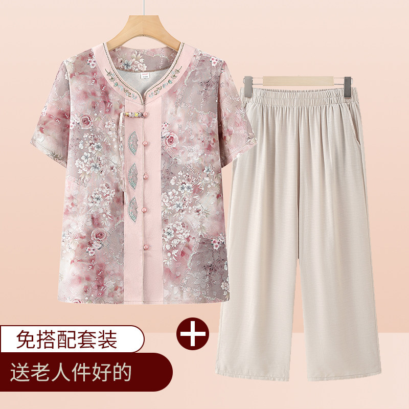 2025新款奶奶夏装衬衫中老年人女装妈妈装夏季衬衣老太太衣服短袖图片