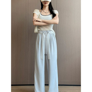 慵懒宽松垂坠感山本裤女2025新款夏季休闲直筒冰丝薄款奶芙阔腿裤