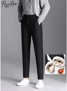 菲姿柔20268加绒加厚男式保暖裤暖貂绒男裤松紧腰系带男休闲棉裤