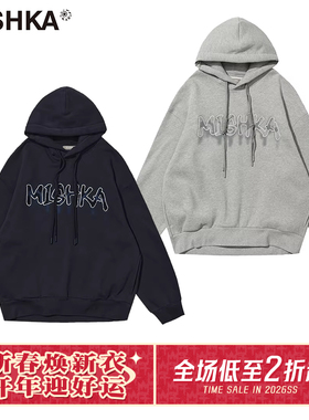 张子墨同款MISHKA大眼球秋冬美式高街潮牌加绒加厚连帽卫衣男女