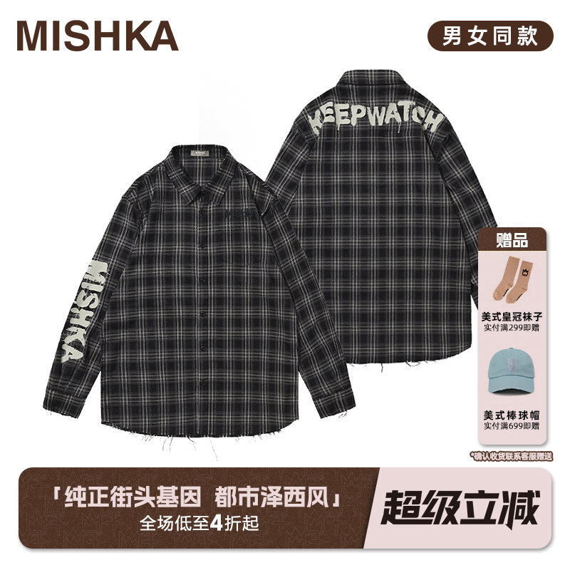 MISHKA美式复古格子衬衫外套