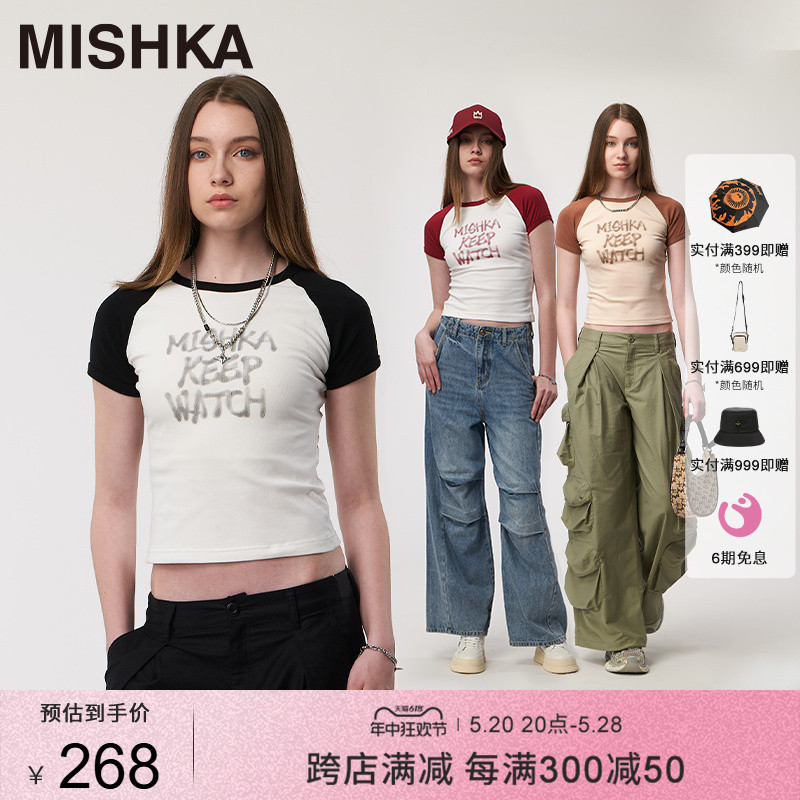 MISHKA短袖美式辣妹插肩袖