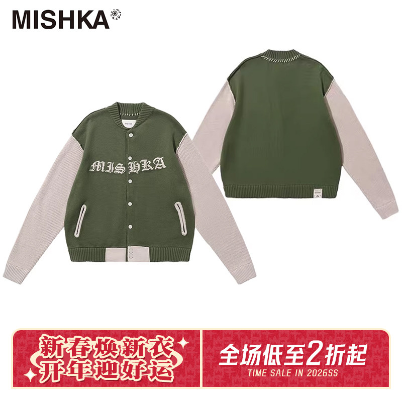 MISHKA大眼球春秋新款慵懒高级感美式针织开衫毛衣外套男