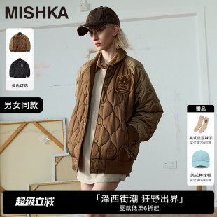 MISHKA大眼球潮牌宽松男女秋冬加厚刺绣棒球服外套棉服摩卡慕斯