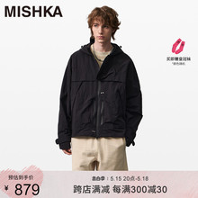 MISHKA2024春夏新款韩系高级感休闲时尚复古黑色工装风户外男外套