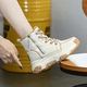 子 真皮休闲运动轻便老爹鞋 雨土厚底增高帮小白鞋 女2024春秋新爆款