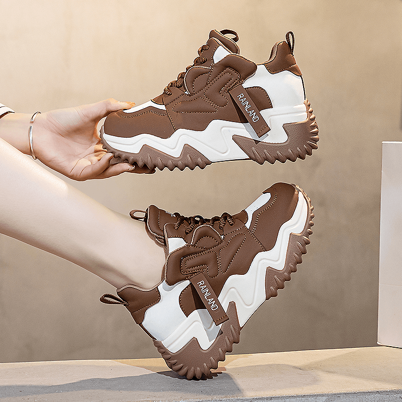 雨土真皮厚底增高休闲运动鞋