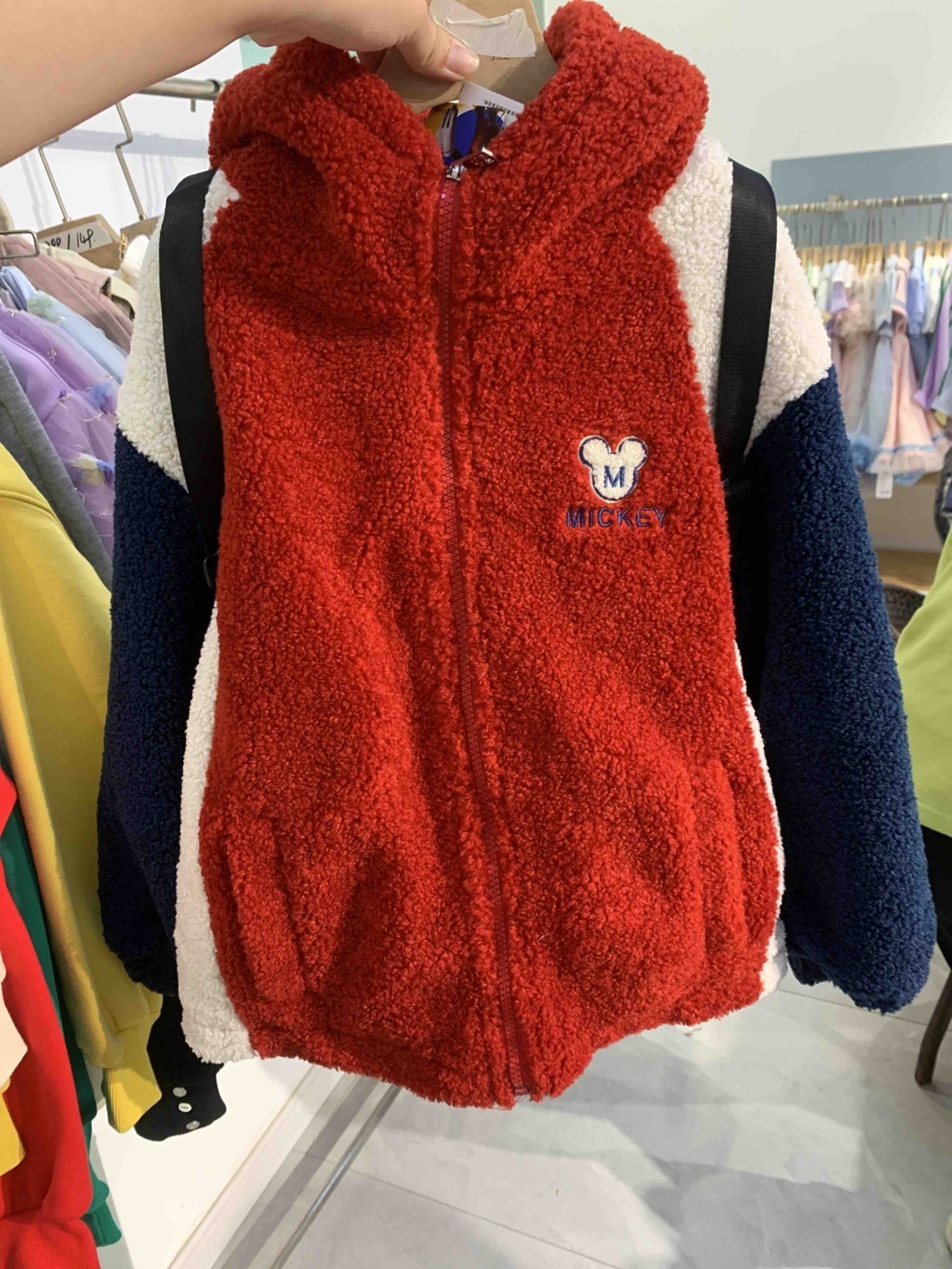 迪士尼可爱毛毛加米奇背包绒绒外套