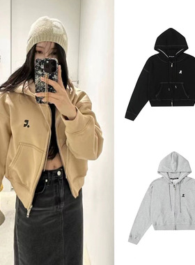 韩国Rest RR clottyteam拉链连帽开衫卫衣女潮RR宽松休闲短款外套