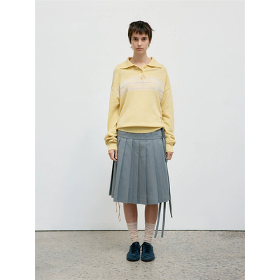 somi家海外直邮现~新款韩国设low classic百褶侧拉链女百褶半身裙