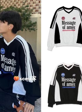 Somi家海外直邮AMES美式复古学院风卫衣圆领尹净汉男女同款加绒
