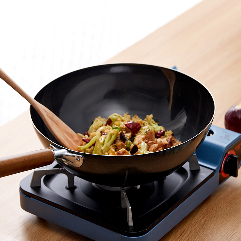 新款 苏宁极物 燕三条精铁炒锅日本制造家用电磁炉燃气灶铁锅