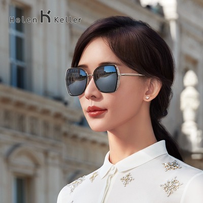 海伦凯勒太阳镜女夏款明星同款潮大框防紫外线偏光墨镜眼镜H8830