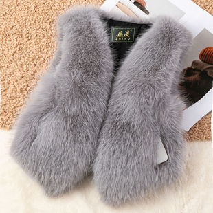 狐狸毛马甲短款女皮草外套显瘦坎肩仿毛马夹外套秋冬保暖外穿洋气