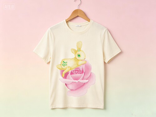 板绘画约稿原创卡通兔花亲子T恤裙女童睡衣休闲家居服被套地毯鞋