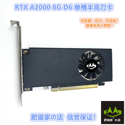 肥猫家 RTX A2000 8G 单槽半高刀卡AI专业图形卡光追电竞游戏显卡