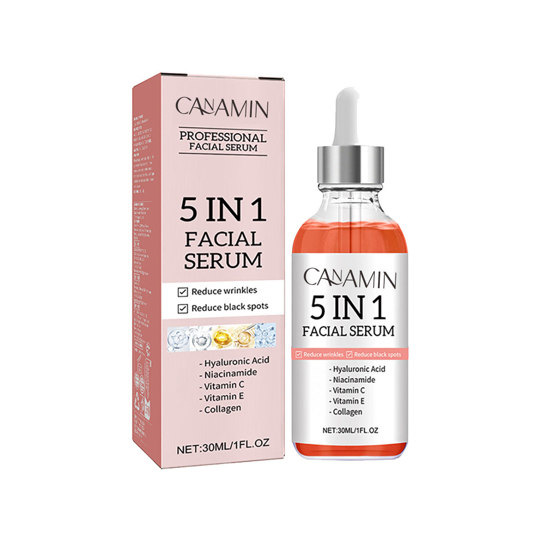 跨境提供5合1面部精华液facial essenc抗皱紧致淡化斑点补水滋润 - 实物图