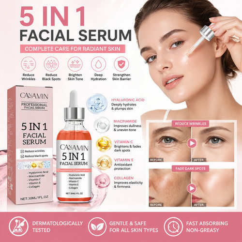 跨境5-in-1 facial serum保湿修护精华液 补水滋养保湿锁水修护