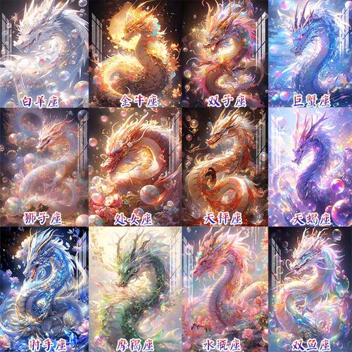 十二星座守护神龙钻石画2026新款十字绣点钻砖石贴画手工diy带框