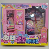 一言粉红兔冰箱女孩儿童收银机仿真厨房宠物护理储物柜过家家玩具