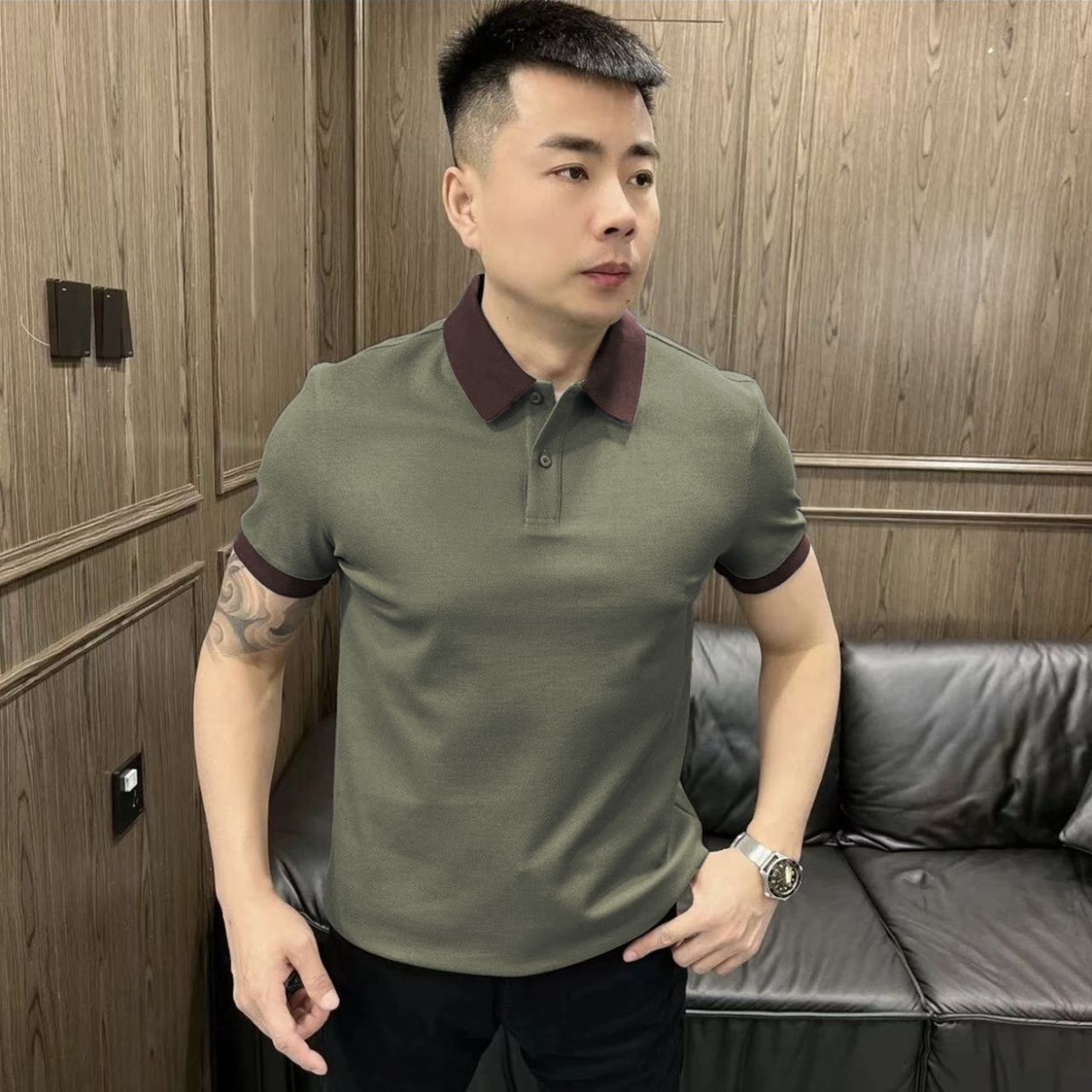 2026新款男士短袖POLO衫夏季潮翻领拼色休闲半袖痞帅青年百搭T恤