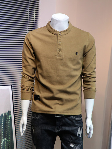 欧洲站卫衣男纯色亨利领长袖