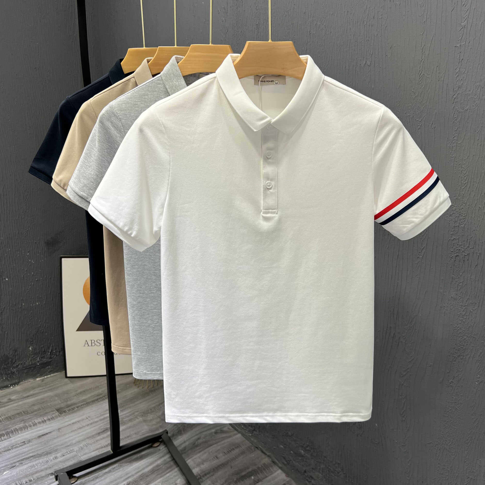 POLO衫短袖t恤男2026夏季款翻领套头修身潮流简约百搭珠地条纹潮t