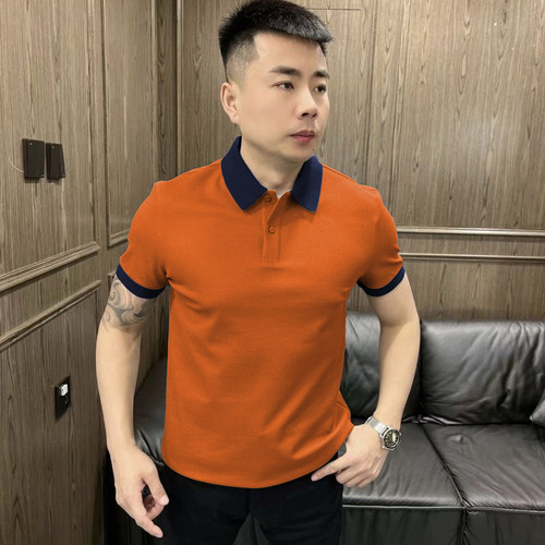 夏季新款经典百搭气质撞色Polo衫短袖男简约时尚潮流翻领T恤上衣