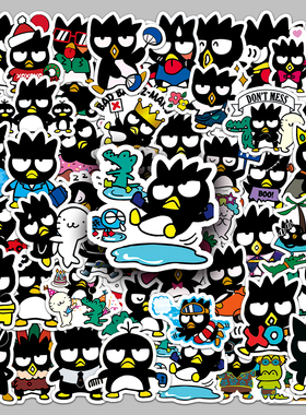 50张BADBADTZ-MARU酷企鹅卡通可爱涂鸦装饰行李箱手机三丽鸥贴纸